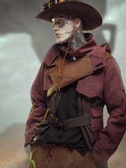 Denim Trench Coat Punk Wilderness Long Style Functionality